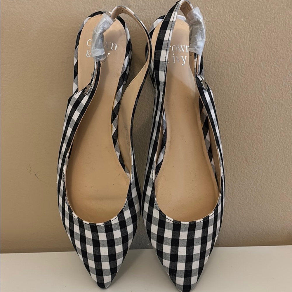 Crown & Ivy Black and White Checkered Flats